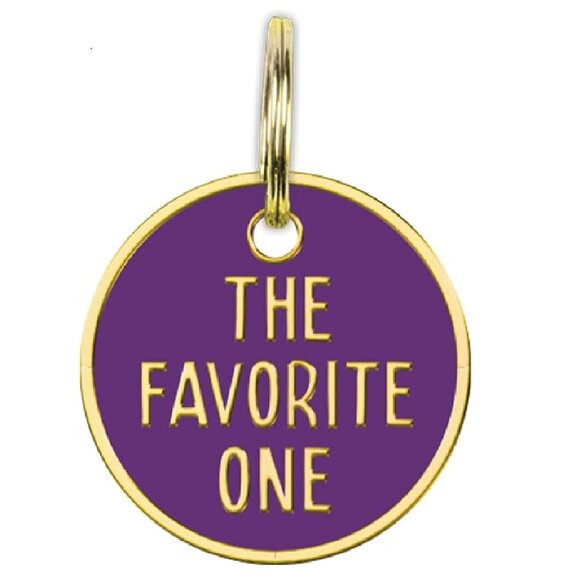 Primitives by Kathy Other - Pet Collar Charm for Dog/Cat -The Favorite One, Metal Enamel SMALL .75" Diameter